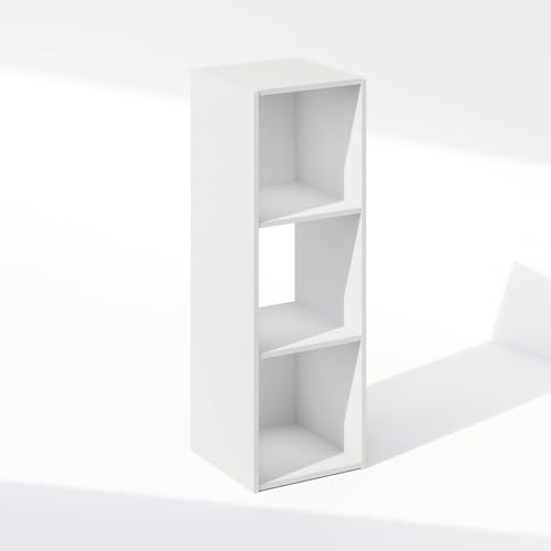 Furinno PELLI Book Shelf, 3-Cube Bookshelf, Cube Storage Organizer Bookcase, 11.7 x 12.1 x 35.4, for Living Room, Bedroom, Home Office, White - color: White, size: 3-Cube