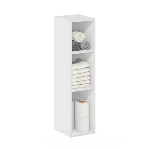 Furinno Fulda Book Shelf, 3-Tier Narrow Bookshelf, Bookcase with 8-in Width Storage Shelf, 9.3 x 7.9 x 31.5, for Living Room, Bedroom, Home Office, Plain White - color: Plain White, size: 3-Tier, 8W
