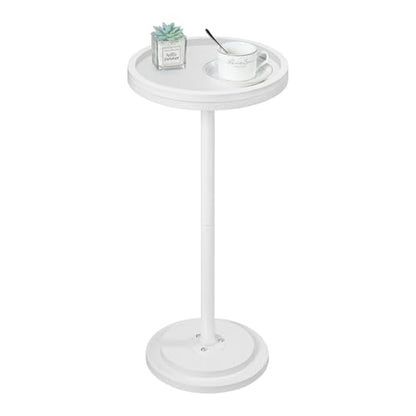 HOOBRO Small Round Side Table, Drink Table, Coffee Martini Table with Pedestal Accent for Small Spaces in Living Room, Bedroom, Sofa Couch, White WW168BZ01 - color: White