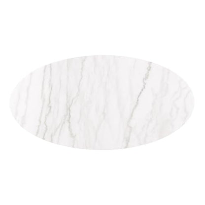 Furniture of America Beryl Modern Oval White Genuine Marble Top Coffee Table with Fluted Pedestal Base and Gold Stainless Steel Accent, Low Profile Table for Living Room, Home Office, Black - size: Coffee table, style: Oval