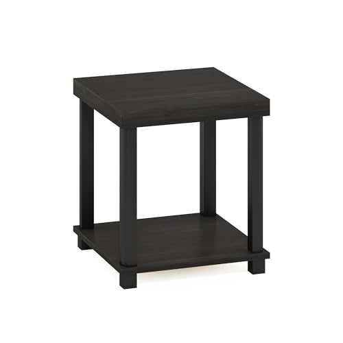Furinno Turn-N-Tube Side Table, 2-Tier Thick Tabletop End Table with Open Shelf, Toolless Assembly Night Stand, Bedside Table, for Living Room, Bedroom, Espresso - color: Espresso/Black, size: 2-Tier, Thick Table Top, style: 1-Pack