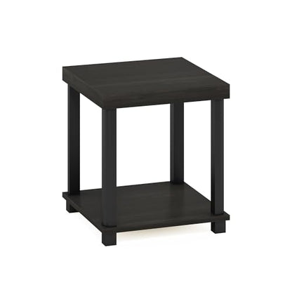 Furinno Turn-N-Tube Side Table, 2-Tier Thick Tabletop End Table with Open Shelf, Toolless Assembly Night Stand, Bedside Table, for Living Room, Bedroom, Espresso - color: Espresso/Black, size: 2-Tier, Thick Table Top, style: 1-Pack