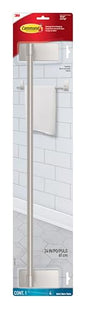 Command Bath Satin Nickel Towel Bar with Water Resistant Command Strips, Bathroom Organizer, 24 in Bar Length Holds up to 10 lbs - color: Satin Nickel