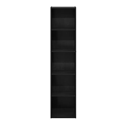 Furinno PASIR Book Shelf, 5-Tier Modern Bookshelf, Open Shelves Bookcase, 9 x 12 x 52, for Living Room, Bedroom, Home Office, Darkwood - color: Darkwood, size: 5-Tier, 9 x 12 x 52