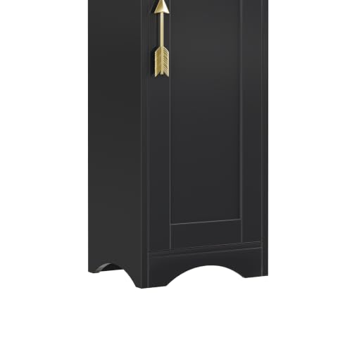 VECELO 71” Freestanding Storage Cabinet with 6 Removable Shelves, Bottom Closed Compartment, Elevated Dust-Resistant Base, Adjustable Organizer for Home-Black - color: Black