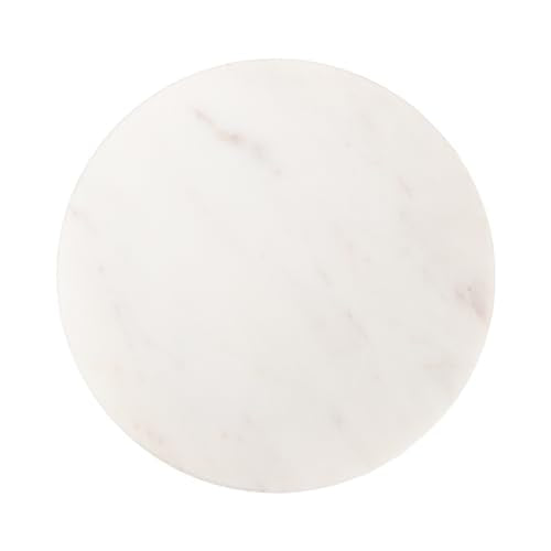 Kate and Laurel Helio Modern Round Drink Table; 8 x 8 x 24; White and Gray Gunmetal; Natural Marble Cocktail Table for Small Spaces and Use as Small Plant Stand or Nightstand