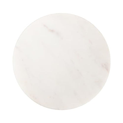 Kate and Laurel Helio Modern Round Drink Table; 8 x 8 x 24; White and Gray Gunmetal; Natural Marble Cocktail Table for Small Spaces and Use as Small Plant Stand or Nightstand