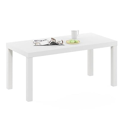 Furinno CLASSIC Coffee Table, Modern Rectangle Printer Stand, White | 1.8" Triple Thick Tabletop, Toolless Assembly, Side Table, for Living Room, Home Office - color: White, size: Rectangle