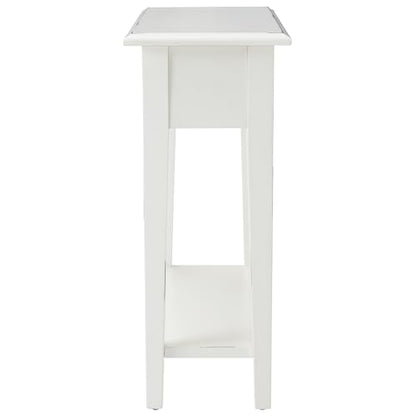 Leick Home Haven Ridge Narrow End Table, Solid Wood, with Drawer and Shelf, for Living Room and Small Spaces, Farmhouse White, 214361 - color: White, size: Narrow, style: Farmhouse