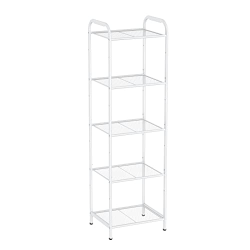 MAX Houser Storage Rack with Shelf,Industrial Style Extendable Plant Stand, Standing Shelf Units for Kitchen, Bathroom, Office,Living Room, Balcony, Kitchen (White, 5 Tier) - color: White, size: 5-Tier