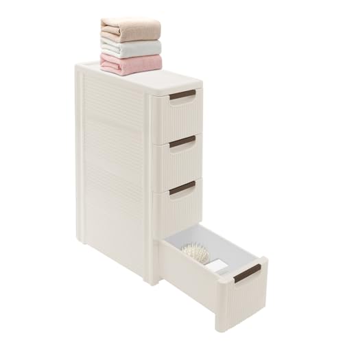 4 Tier Mobile Storage Cart, Modern White Slim Rolling Storage Cabinet with Wheels, Compact Organizer Cart for Kitchen Bathroom Bedroom Office (4 Drawer) - size: 4 Drawer
