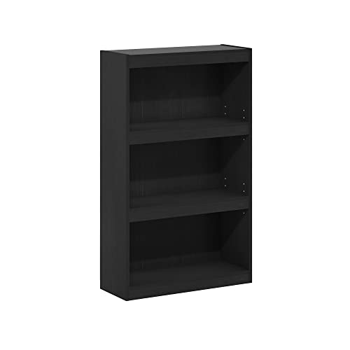 Furinno Jaya Enhanced Home Bookcase 3-Tier Adjustable Bookshelf, Blackwood - color: Blackwood, size: 3-Tier Thick