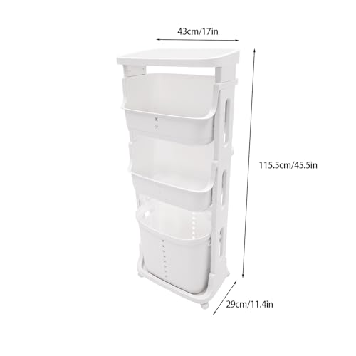 Laundry Basket, Laundry Basket Organizer Sorter Clothes Storage Organizer Shelf Rolling Cart with 4 Wheels, Laundry Hamper Basket Sorter Washing Hamper for Kitchens Bathrooms Bedrooms (4 Tier, White) - style: 4 Tier, White