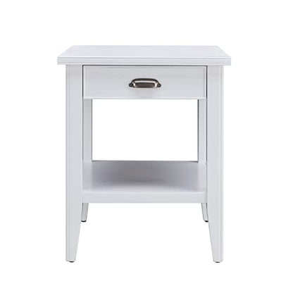 Leick Home Laurent 20 in. Solid Wood End Table with Shelf and Drawer, White, 10507-WT - color: White