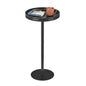 Black Industrial Martini Table,Round Drink Table,Modern Pedestal Side Table with Black Wood Grain Tray Top, Weighted Metal Base End Table for Living Room,Small Spaces,Next to Sofa, 24.7" Tall - color: Black