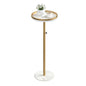 Height Adjustable Small Drink Table for Small Spaces,Martini Table, Weighted Base Pedestal Table for Living Room, Bedroom, Bathroom,Gold - color: Gold + White