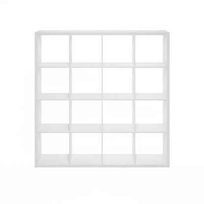 Furinno Cubicle 16-Cube Book Shelf, Extra Thick Frame Bookshelf, White | 14.6" x 58" x 58", Reversible Bookcase with Open Back, for Living Room, Bedroom, Home Office - color: White, size: 16-Cube