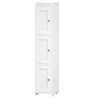 HEXCELEN Slim Bathroom Storage Cabinet, Narrow Cabinet with 3 Doors，Small Bathroom Organizers and Storage, Laundry Room Organization for Small Space, Kitchen, Living Room, White