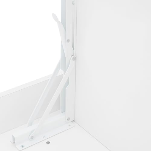 Wall Mounted Bookshelf with Moveable Cabinets, Multifunctional Folding Floating Desk, Fold Down Laptop Table with Storage Shelves for Bedroom Study Room Space Saving Small Space Garage (White) - color: White