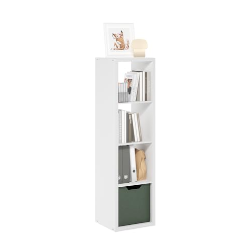 Furinno Cubicle Book Shelf, Vertical 4-Cube Bookshelf, Extra Thick Frame Horizontally & Vertically Reversible Bookcase with Open Back, 14.6" x 16" x 58", for Living Room, Bedroom, Home Office, White - color: White, size: 4-Cube Vertical