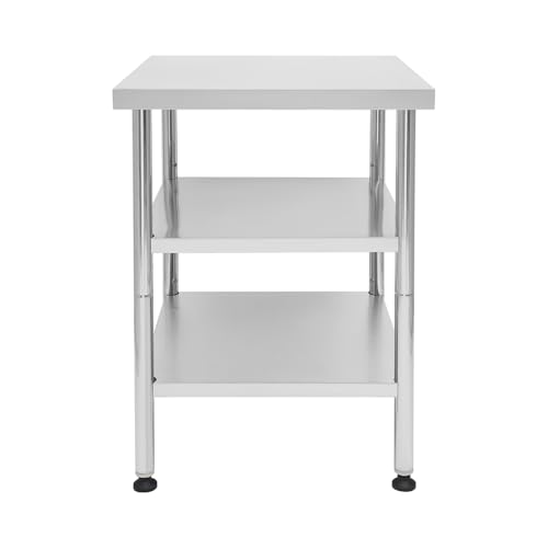 24"x24"x35" 3-Tier Industrial Work Table, Heavy Duty Stainless Steel Workstation with Adjustable Shelves, 470 lbs Top Load, 4 Swivel Casters and Leveling Feet for Restaurant or Home Use - size: 24x24x35 Inches