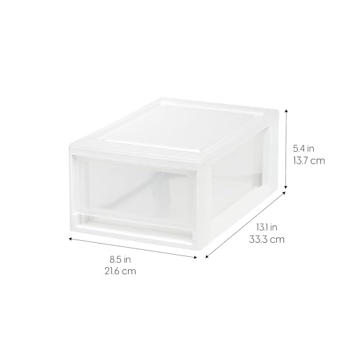 IRIS USA 6 Qt. Small Plastic Stacking Drawer, Stackable Storage Organizer Unit with Sliding Drawer for Bedroom Kitchen Under Sink Pantry Craft Room Dorm Office, White, 8-Pack - size: 6 Qt., style: 8 Pack