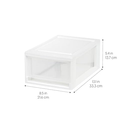 IRIS USA 6 Qt. Plastic Drawer Storage Organizer Stacking Drawers, 2-Pack, Stackable Unit with Sliding Drawer for Bedroom Kitchen Under Sink Pantry Craft Room Bathroom Dorm Office, White - size: 6 Qt., style: 2 Pack
