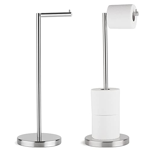 Marmolux Acc - Free Standing Toilet Paper Holder Stand Brushed Steel Finish 1pc - Storage for 4 Rolls of Toilet Tissue SUS 304 Stainless Steel Bathroom TP Stand - Toilet Paper Stand - Toilet Holder - color: Steel Brushed