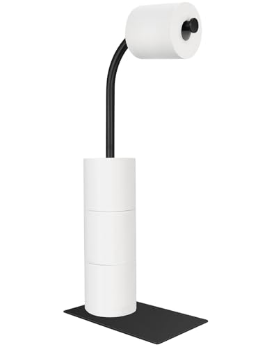 Toilet Paper Holder Stand, Free Standing Toilet Paper Holder | with Weighted Base, for Bathroom Storage Holds Reserve Rolls