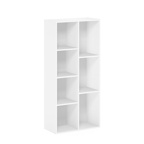 Furinno LUDER Book Shelf, 7-Cube Bookshelf, Bookcase with Open Shelves, 9.4 x 19.5 x 41.7, Easy Assembly, for Living Room, Bedroom, Home Office, White - color: White, size: 7-Cube