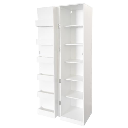 Kitchen Pantry Cabinet White Freestanding Buffet Cupboard with 6 Shelves & 12 Side Racks, Adjustable Shelves, Multi-Functional Storage for Kitchen, Living Room & Dining Room