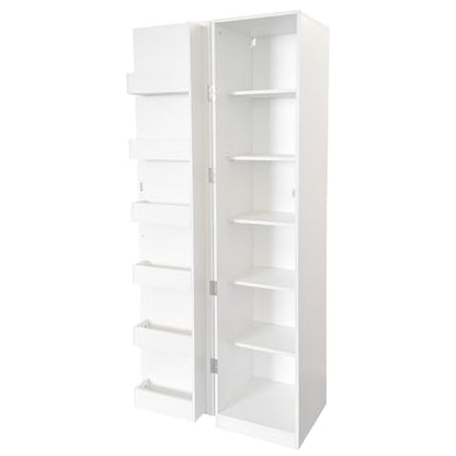 Kitchen Pantry Cabinet White Freestanding Buffet Cupboard with 6 Shelves & 12 Side Racks, Adjustable Shelves, Multi-Functional Storage for Kitchen, Living Room & Dining Room