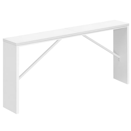 MAHANCRIS Console Table, 62.2" Long Sofa Table Behind Couch, Narrow Entryway Table, Farmhouse Dining Table with Angled Metal Frame, Industrial Console Table for Entryway, White CTWT15801 - color: White, size: 62.2"L x 9.1"W x 31.5"H