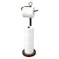 Toilet Paper Holder Free Standing with Storage 4 Rolls Stainless Steel Toilet Paper Holder Stand with Weighted Wood Grain Base Space-Saving Tissue Roll Holders for Bathroom Black & Bronze (Bronze)