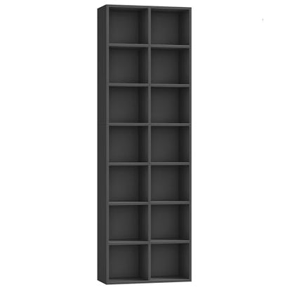 FOTOSOK 71'' Tall Bookshelf with 14 Cubes, 7 Tier Double Wide Black Bookshelf with 6 Adjustable Shelves, 19.6" Narrow Bookcase DVD/CD Media Storage, Space Saving Display Shelf Cabinet, Black - color: Black