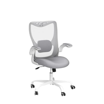 MUXX.STIL Office Chair, Ergonomic Desk Chair with Adjustable Lumbar Support and Flip up Armrest, Breathable Mesh Computer Chair for Home Office, Gray - color: Grey