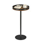 Small Round Side Table,Drink Table with Weighted Base,Industrial Metal & Wood Pedestal End Table with Tray Top, Martini Table for Small Spaces, Living Room, Next to Sofa,24.7" H - color: Rustic Brown