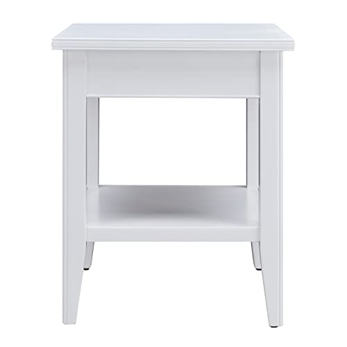 Leick Home Laurent 20 in. Solid Wood End Table with Shelf and Drawer, White, 10507-WT - color: White