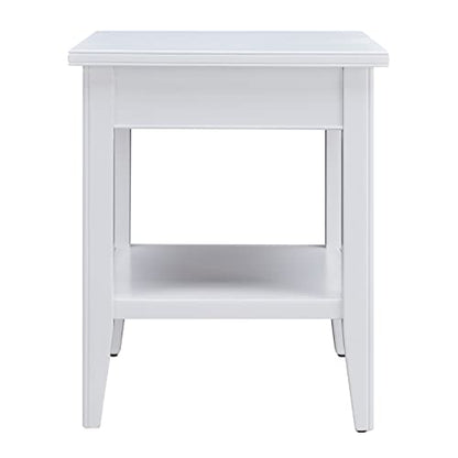 Leick Home Laurent 20 in. Solid Wood End Table with Shelf and Drawer, White, 10507-WT - color: White