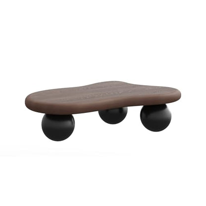 40” Cloud Coffee Table with 3 Ball Legs, Modern Irregular Center Table for Living Room, Low Cute Small MDF Tea Table for Bedroom, Space Apartment-Walnut Black - color: Cloud -40"walnut Black
