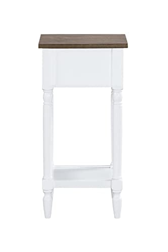 Convenience Concepts French Country Khloe 1 Drawer Accent End Table 14" - Traditional Farmhouse Side Table with Storage Drawer and Shelf for Living Room, Driftwood/White - color: Driftwood/White