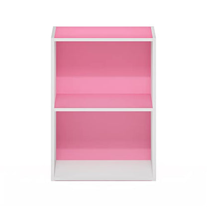 Furinno Luder Bookcase / Book / Storage, 2-Tier, Pink/White - color: White/Pink, size: 2-Tier, 9 x 16 x 21