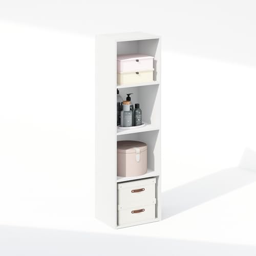 Furinno Reed Closet Organizers and Storage, 4-Tier Closet Organizer, Open Shelf Closet Storage, for Wardrobe, Bedroom, Living Room, White - color: White, size: 4-Tier; 12" W