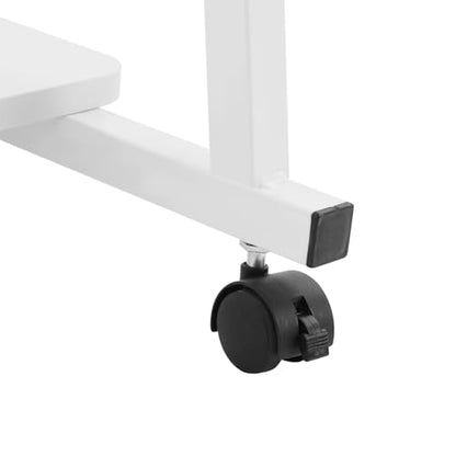 3 Tiers Rolling Computer Desk, 31.5 Inch Home Office Desk with 4 Wheels & 4 Foot Pads, Mobile Small Computer Desk, Student Study Table for Small Space Bedroom (White+White) - color: White+white