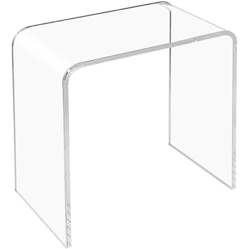 U-Shape Acrylic Side Table,21" L x 12" W x 21" H x 3/5" Thick Clear End Table,Transparent Nightstand and Stool with Waterfall Edges,Modern Lucite Side Table for Living Room - size: 21" D x 12" W x 21" H U-Shape