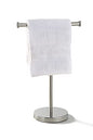 SunnyPoint Countertop Hand Towel Holder Stand – 16.5" Tall Stainless Steel T-Bar Rack with Weighted Base, Brushed Satin Nickel Finish – Jewelry Holder for Bathroom, Vanity, or Kitchen
