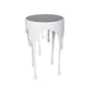 Deco 79 Aluminum Metal End Table with Abstract Drip Design, White Side Table, Accent Melting Legs and Black Glass Top, 16" x 16" x 25", White - color: White