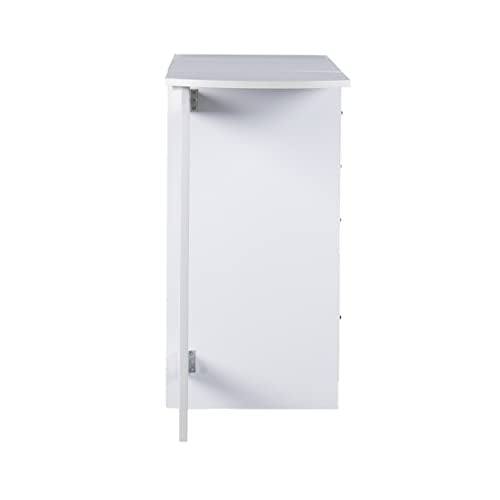SEI Furniture Drop-Leaf Desk w/Storage, White