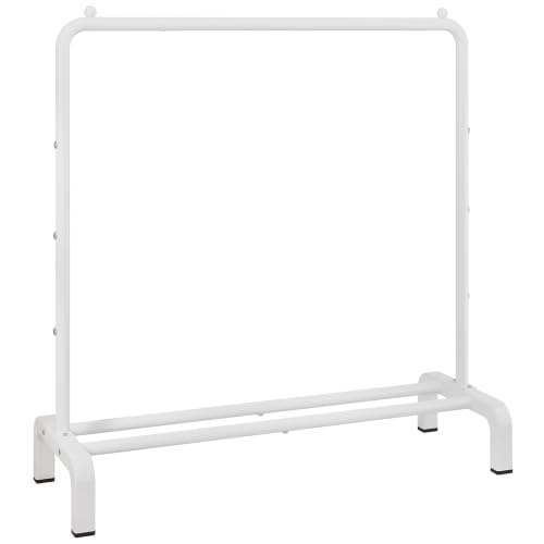 Metal Clothing Rack, 43.3 Inches Clothes Garment Coat Rack with Bottom Shelf for Hanging Skirts, Shirts, Sweaters, White | Metal 43.3 Inches Garment Rack Clothing Clothes Rack with Bottom Shelf for Hanging Clothes Coats Skirts Shirts Sweaters White - colo
