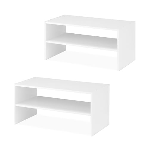 Whitmor Stackable 31" Extra Wide 2-Shelf Storage Organizer, White，2 Pack - color: White, size: 31 INCH X2